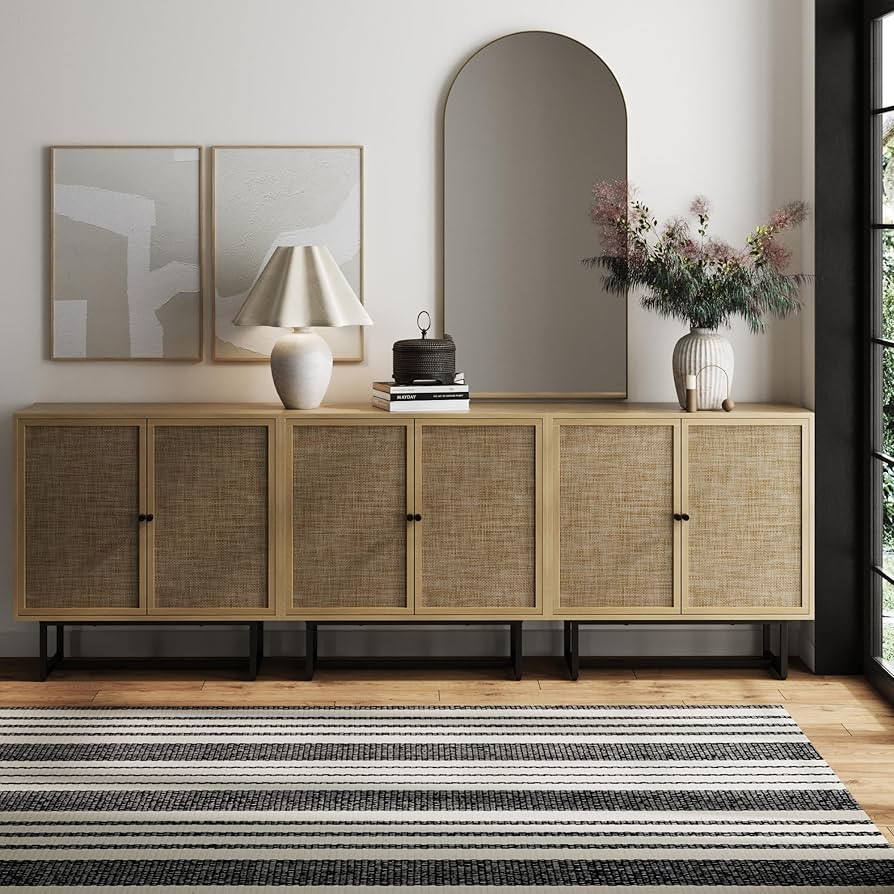 Nathan James Kova Rattan Wood Accent Sideboard Storage Cabinet TV Stand with Matte Metal Frame, A... | Amazon (US)