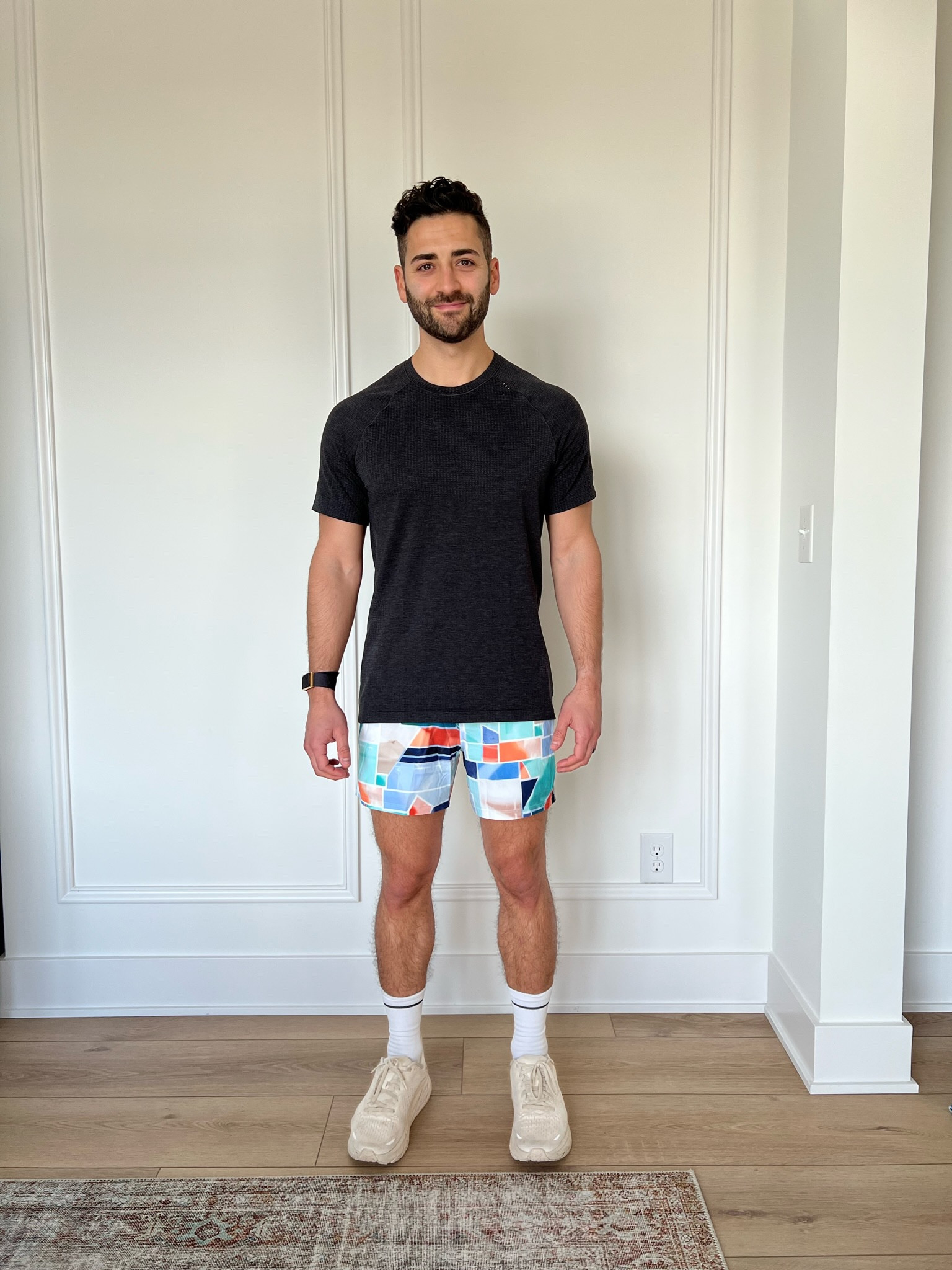 Medium in tee, small(5”) in short, shoes tts! #outfitsfordudes #workoutwear #lululemon