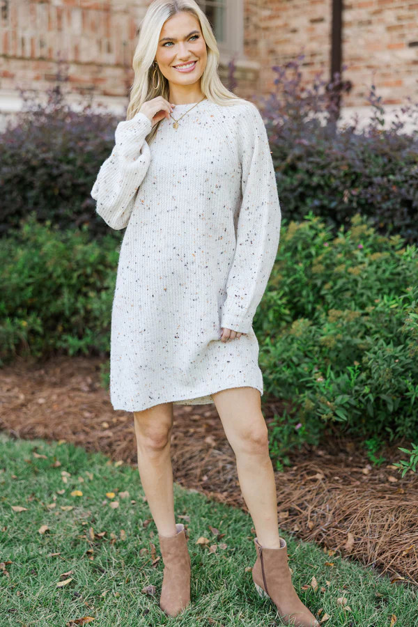Feeling It Ivory White Sweater Dress | The Mint Julep Boutique
