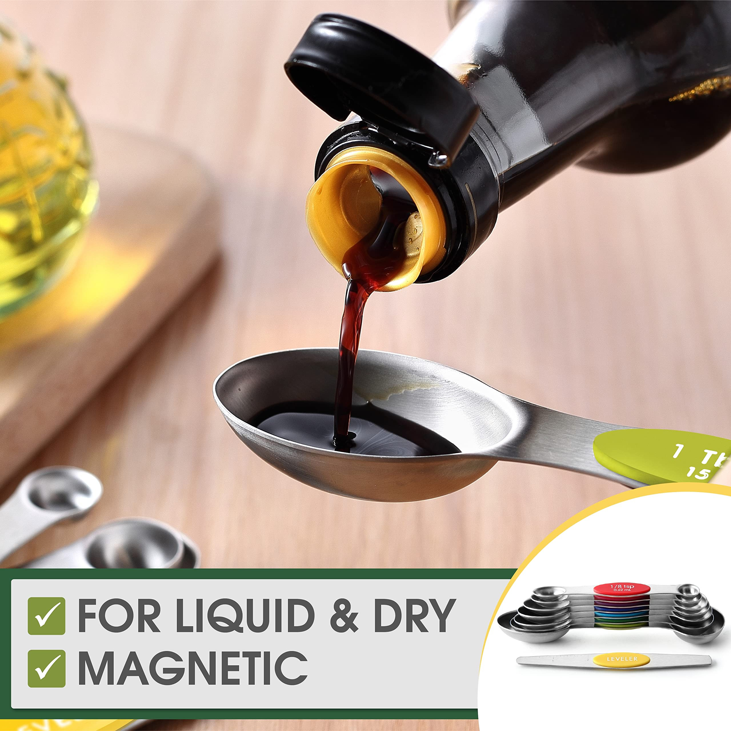 Spring Chef Stainless Steel Magnetic Measuring Spoons Set with Strong Magnets, Heavy Duty Metal K... | Amazon (US)