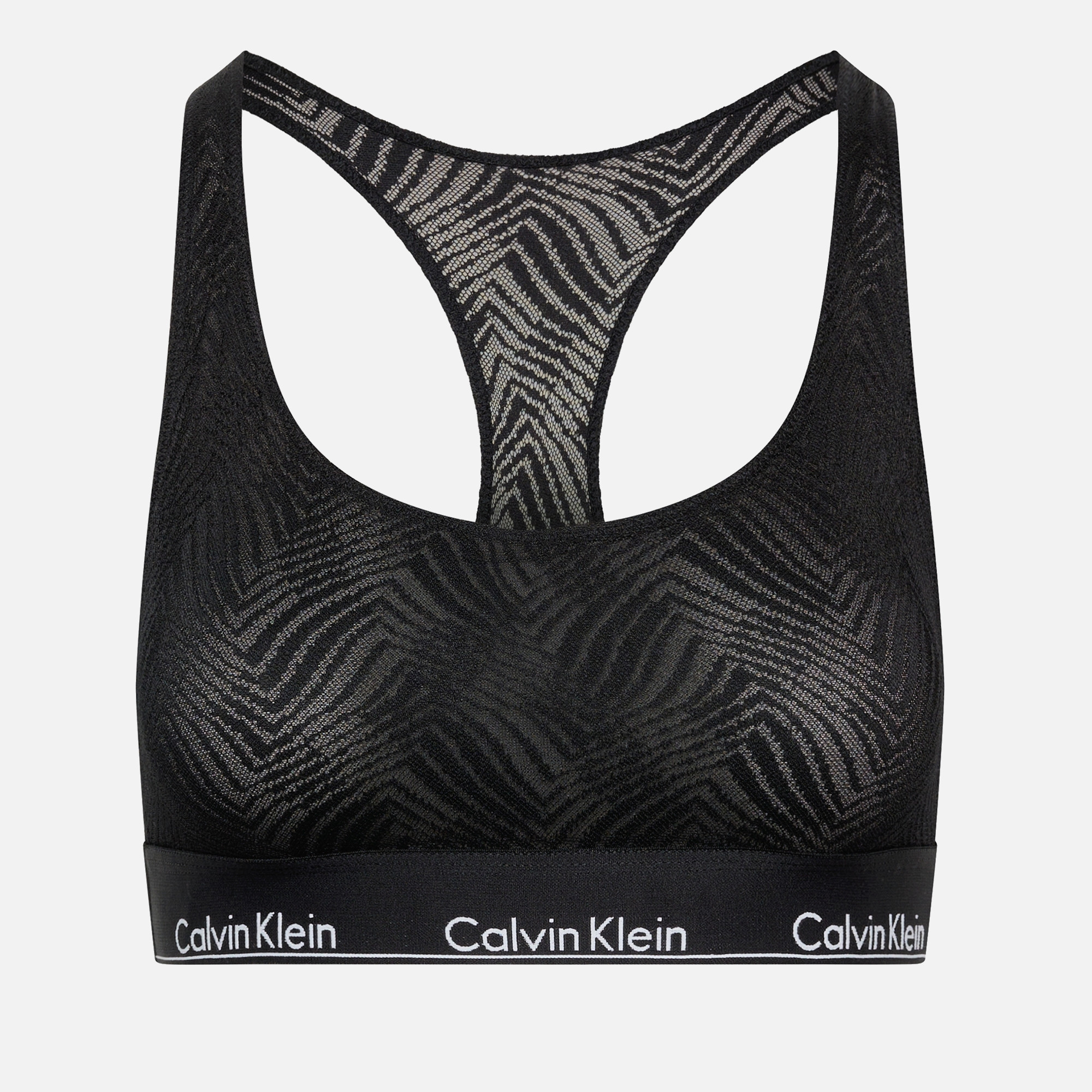 Calvin Klein Modern Semi-Sheer Stretch-Lace Unlined Bralette - M | Coggles | Coggles (Global)