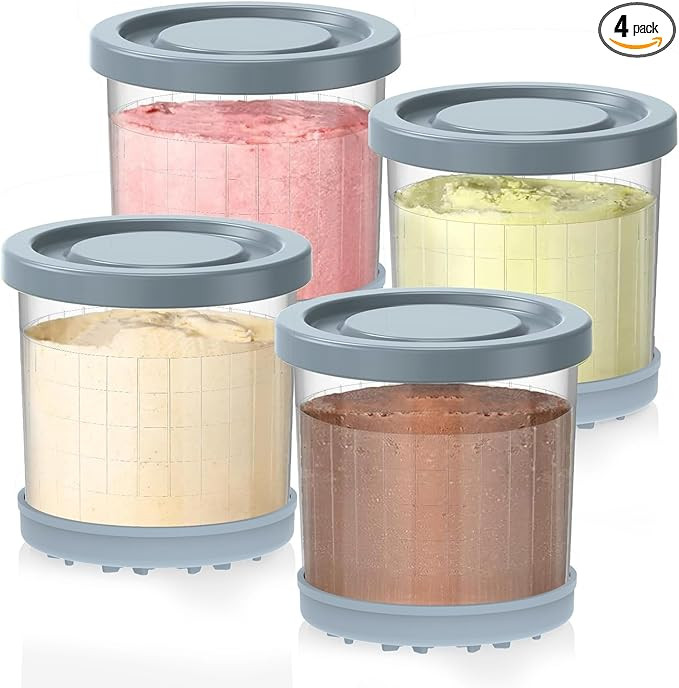 for Ninja Creami Pints and Lids-4 Pack, 16OZ Container Compatible with NC299AMZ & NC300s Series I... | Amazon (US)