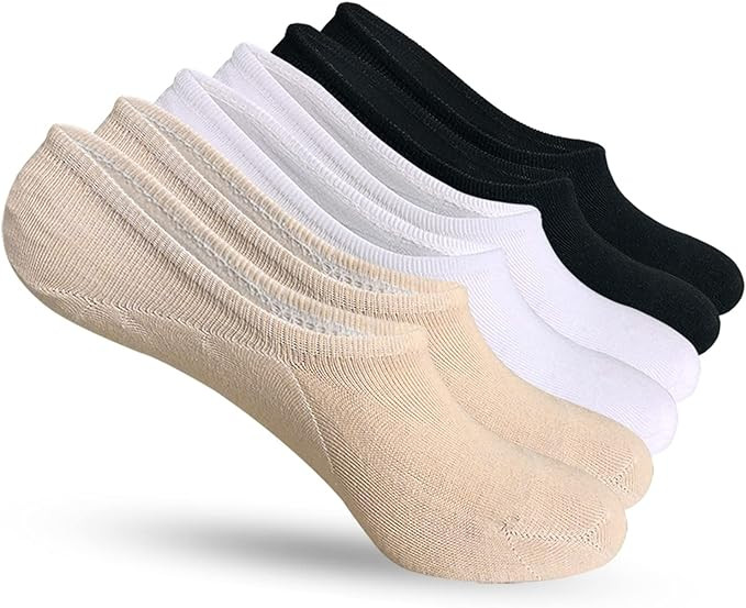 AKOENY No Show Socks Womens 6 Pairs Low Cut Invisible Ankle for Flats Sneakers Liner Loafer | Amazon (US)