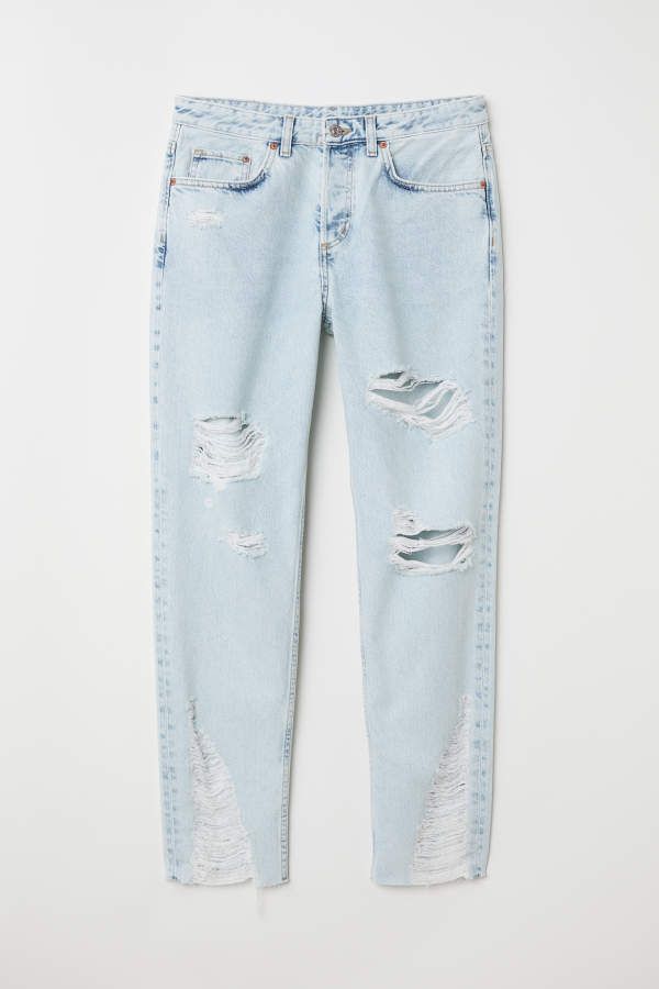 H & M - Boyfriend Low Ripped Jeans - Light denim blue - Women | H&M (US + CA)