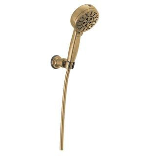 Delta Gold 7-Spray Patterns 4.5 in. Wall Mount Handheld Shower Head 1.75 GPM with Cleaning Spray ... | The Home Depot
