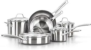Calphalon 10-Piece Pots and Pans Set, Stainless Steel Kitchen Cookware with Stay-Cool Handles and... | Amazon (US)