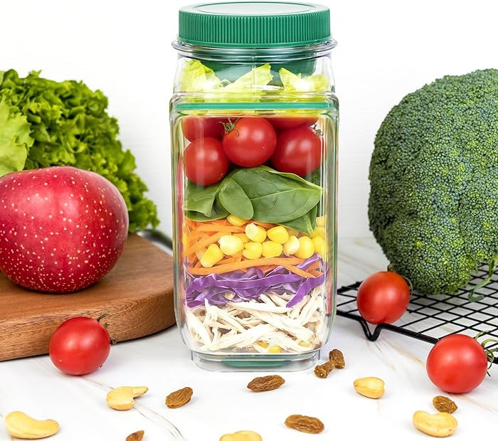 Upgraded Salad To Go Food Container – New and Improved Salad Jar with Side Opening, Improved Op... | Amazon (US)