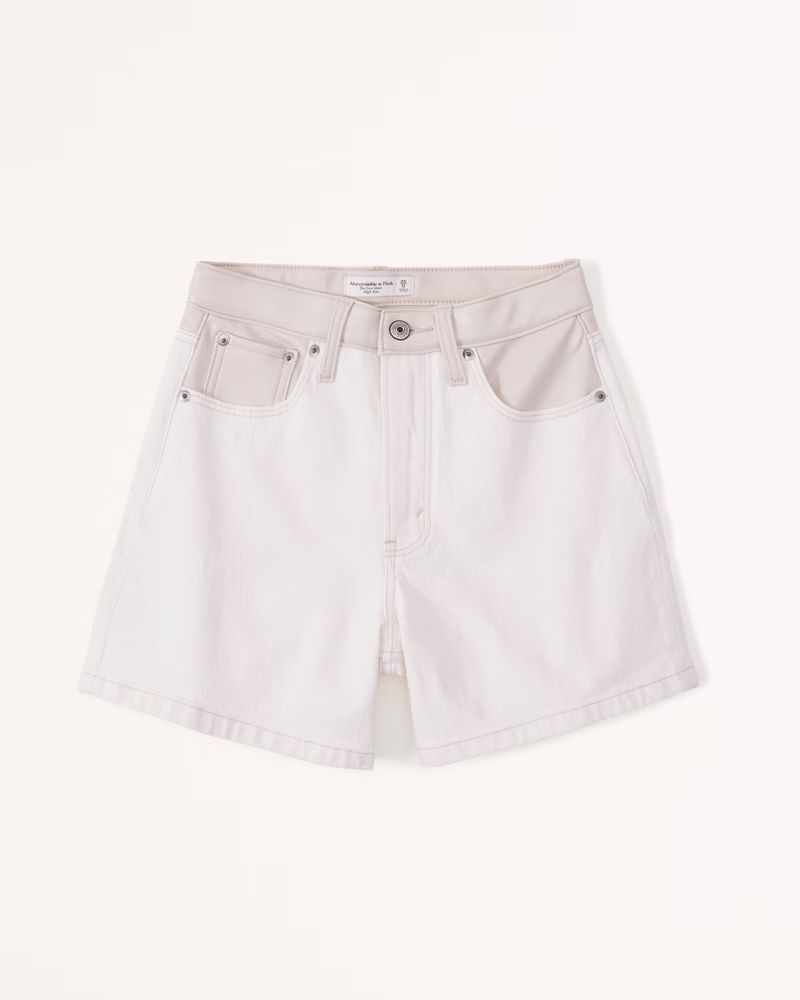 Mixed Fabric High Rise Dad Short | Abercrombie & Fitch (US)