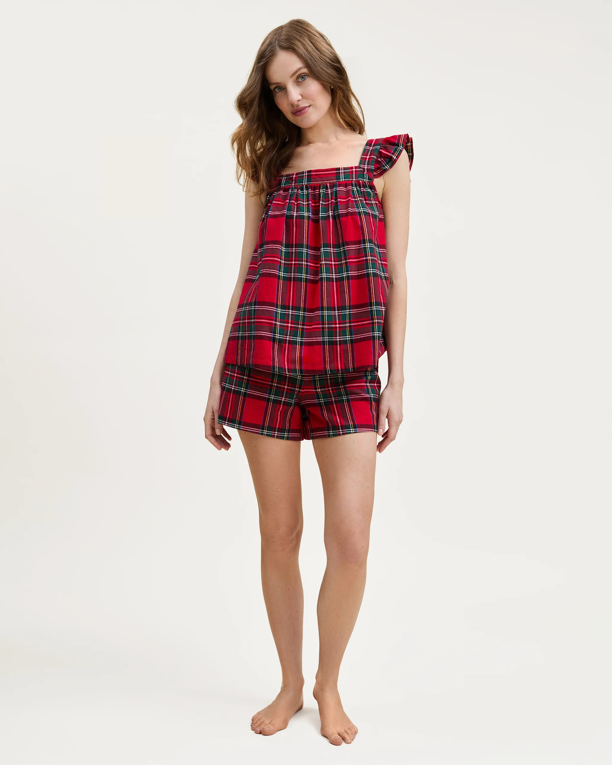 Women's Brushed Twill Clara Short Set in Imperial Tartan | Petite Plume
