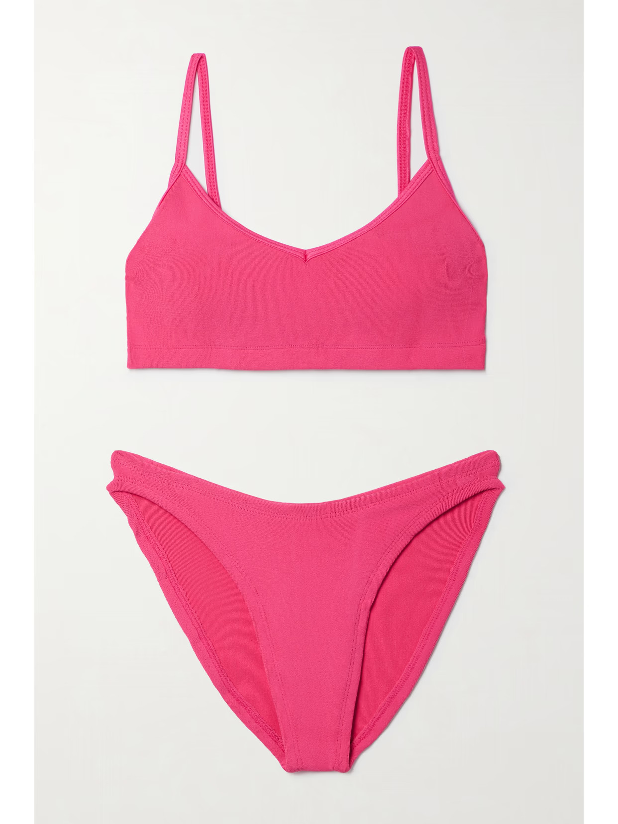 Hunza G - + Net Sustain Virginia Nile Ribbed Bikini - Pink | NET-A-PORTER (US)