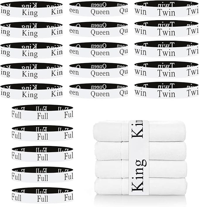 Meatykui 20 Pieces Bed Sheet Organizer Bands, Bed Sheet Size Label Bands for Linen Closet Organiz... | Amazon (US)