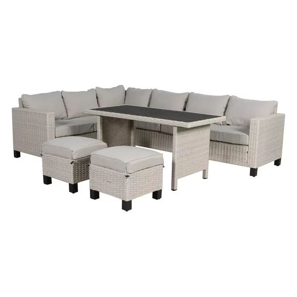 Better Homes & Gardens Brookbury 5-Piece Outdoor Furniture Wicker Sectional Dining Set - Light Gr... | Walmart (US)
