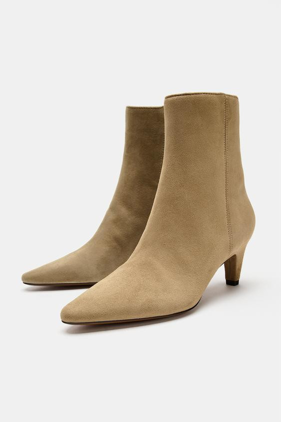 SUEDE HEELED ANKLE BOOTS | Zara Canada