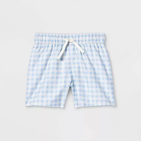 Toddler Boys' Gingham Swim Shorts - Cat & Jack™ Blue | Target