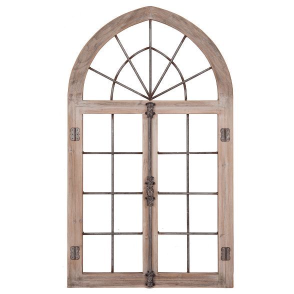 53"x28" Distressed Arched Cathedral Window Frame Wall Gray - Patton Wall Decor | Target
