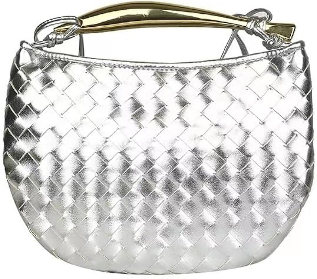 Woven Pu Leather Bag, Knotted Handbag for Women Dumpling Crossbody Gold Metal Handle Handmade Hob... | Amazon (CA)