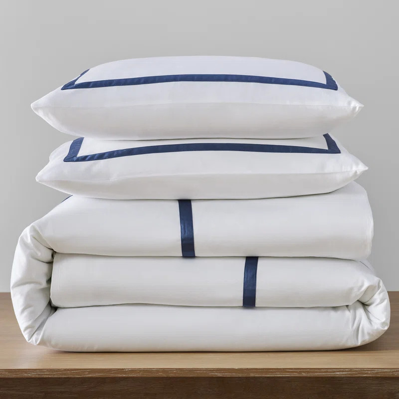 Danfield Cotton Sateen Hotel Stripe Duvet Cover Set | Wayfair North America