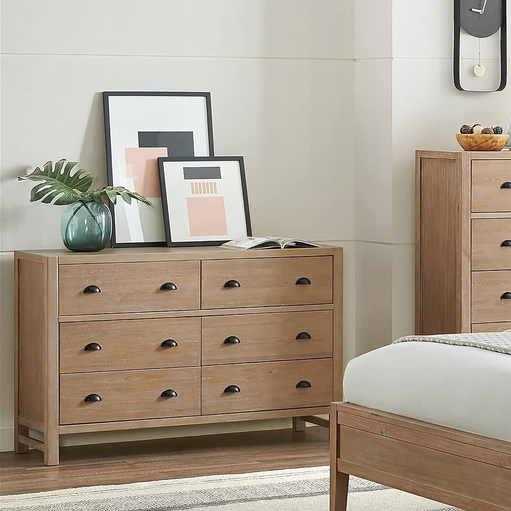 Alaterre Furniture Arden Wood Double Dresser, 56x18x36 inches, Light Driftwood | Amazon (US)