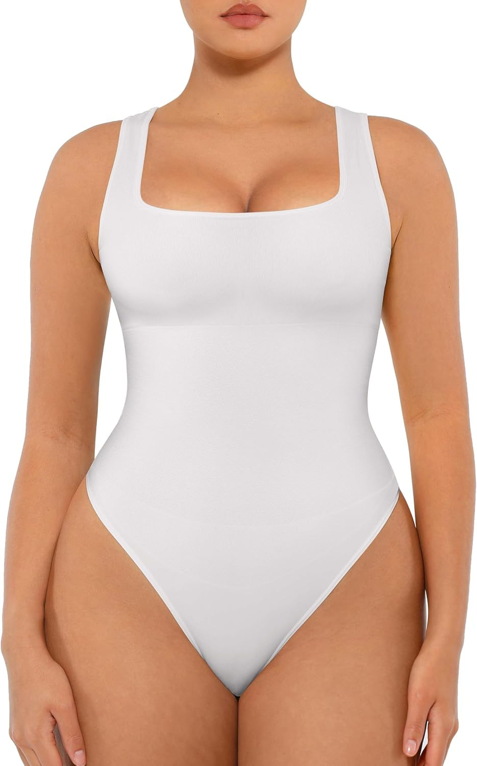FeelinGirl Bodysuit Seamless Square Neck Tummy Control Shapewear Bodysuit | Amazon (US)