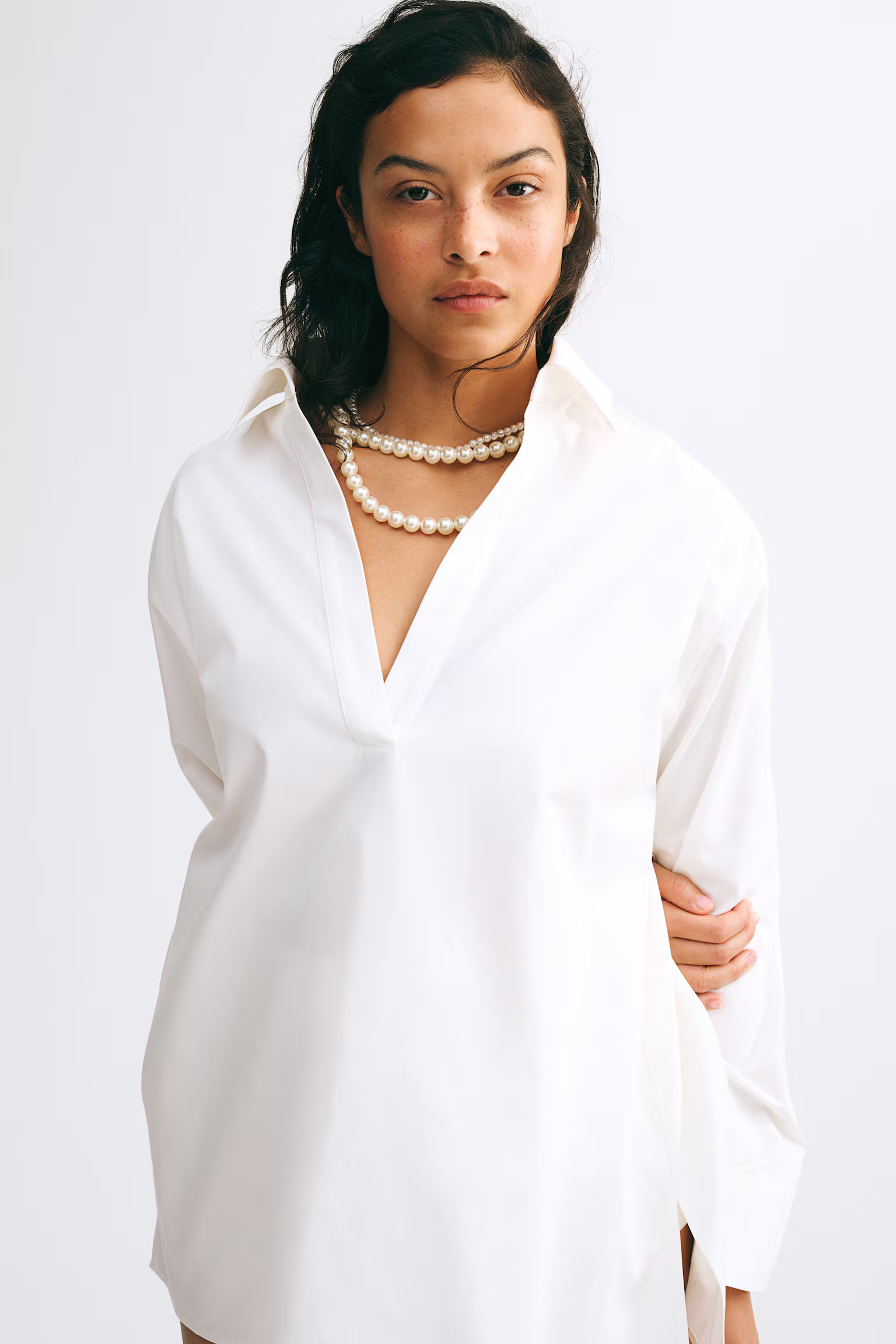 Pullover Poplin Shirt - White - Ladies | H&M US | H&M (US + CA)
