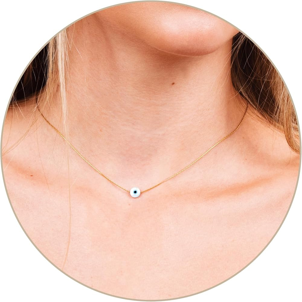 Evil Eye Choker Necklace - Gold Filled or Sterling Silver, Round or Marquise Eye, Minimalist Good... | Amazon (US)