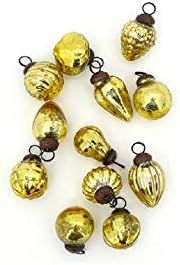 Serene Spaces Living Set of 12 Mini Light Gold Mercury Glass Ornaments for Holiday Décor, Measur... | Amazon (US)