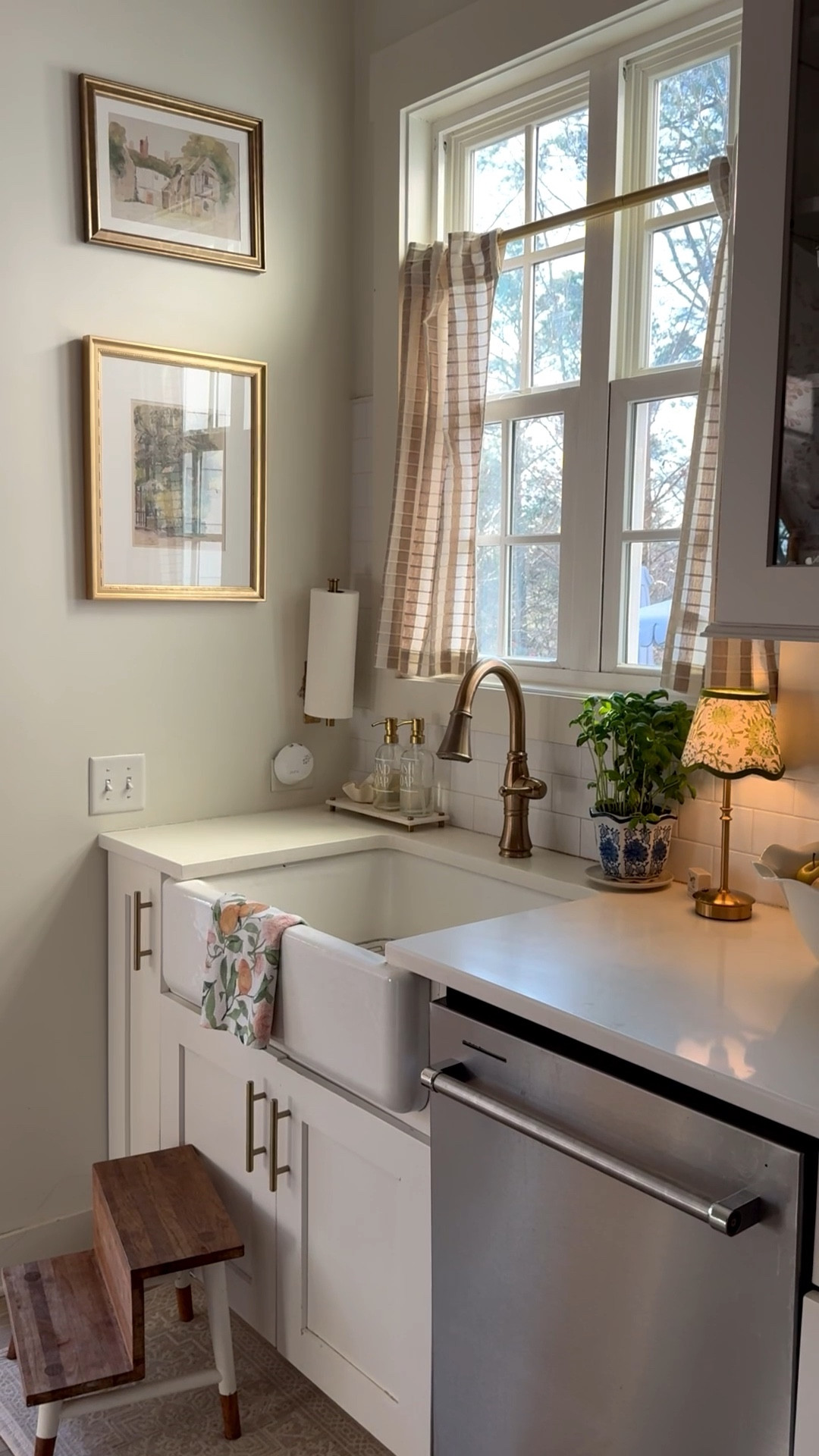 We gave our kitchen sink window a revamp by adding in cute plaid cafe curtains, fresh artwork, a new rug, a gold tap lamp with a block print shade, and a new soap tray. A few small changes make the space feel like a cozy cottage nook! I’m obsessed! 

#LTKHome #LTKstorytime #LTKvlog