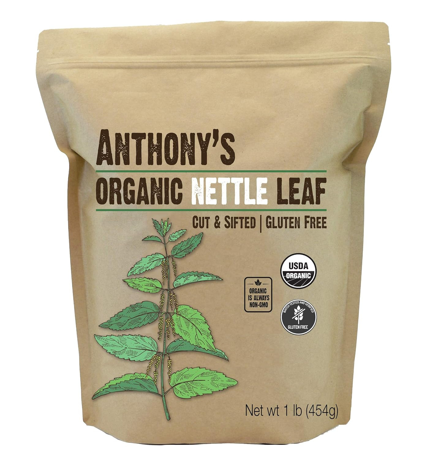 Anthony's Organic Nettle Leaf, 1 lb, Gluten Free, Non GMO, Cut & Sifted, Non Irradiated, Keto Fri... | Amazon (US)