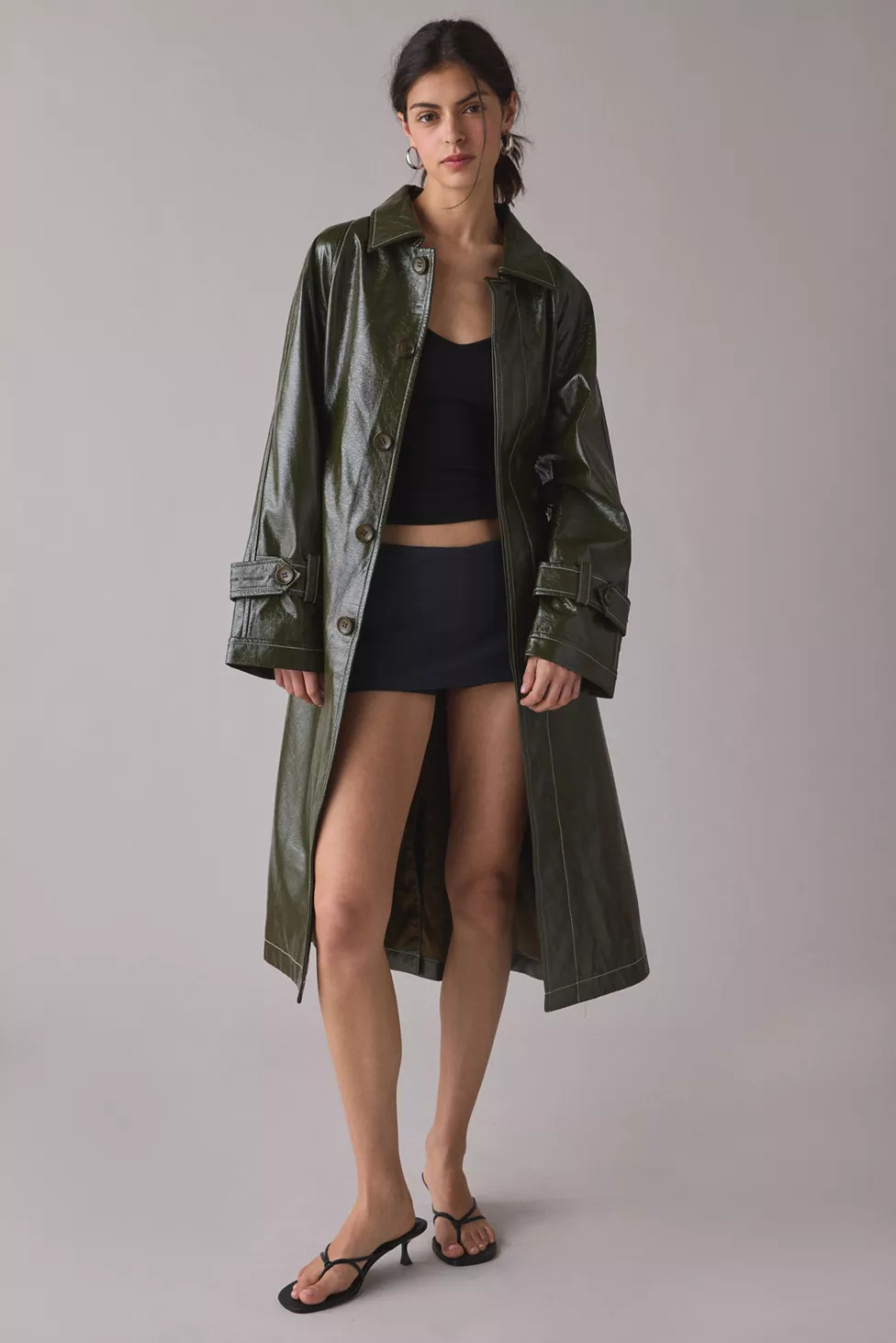 Hosbjerg Tori Coated Faux Leather Trench Coat | Urban Outfitters (US and RoW)