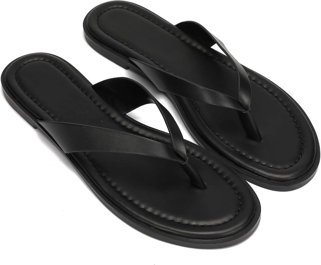 Flip Flops for Women Comfortable Slip on Open Toe Thong Sandals Casual Summer Dress Flats Sandal ... | Amazon (US)