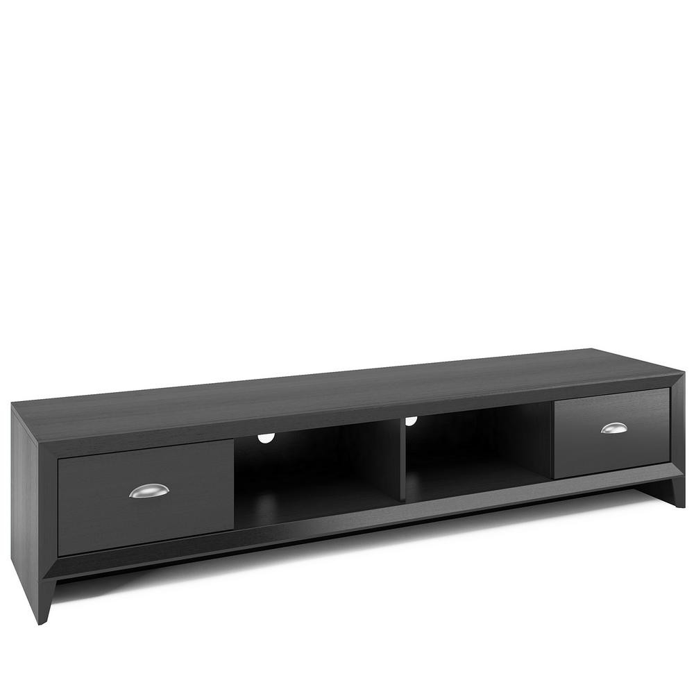 CorLiving Lakewood 71 in. Black Wood Grain TV Stand with 2 Drawer Fits TVs Up to 80 in. with Cable M | The Home Depot