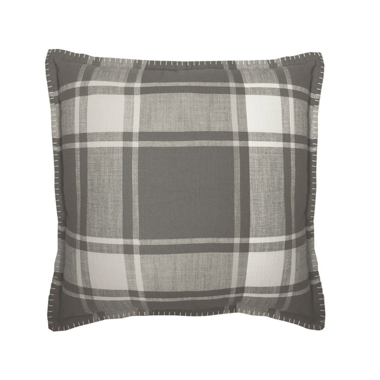 Better Homes & Gardens Decorative Throw Pillow, Reversible Plaid, Square, Gray, 20" x 20", 1Pack | Walmart (US)