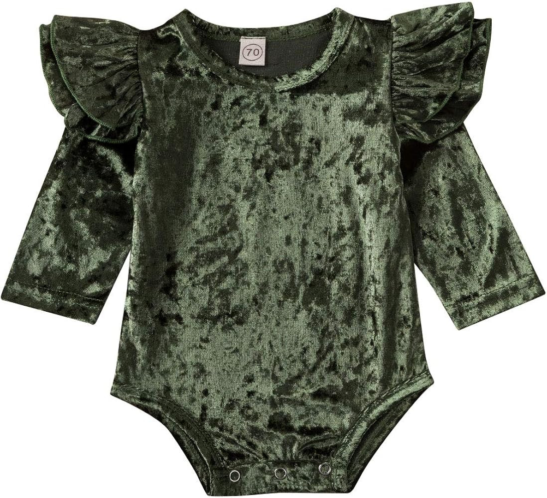 Toddler Infant Baby Girl Twins Long Sleeve Velvet Romper with Bowknot Warm Outfit | Amazon (US)