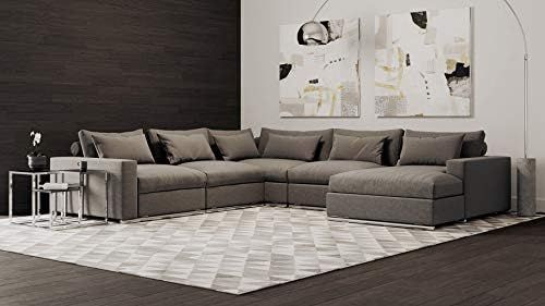 Modern Soriano Right Chaise U Shaped Sectional in Gray Fabric | Amazon (US)