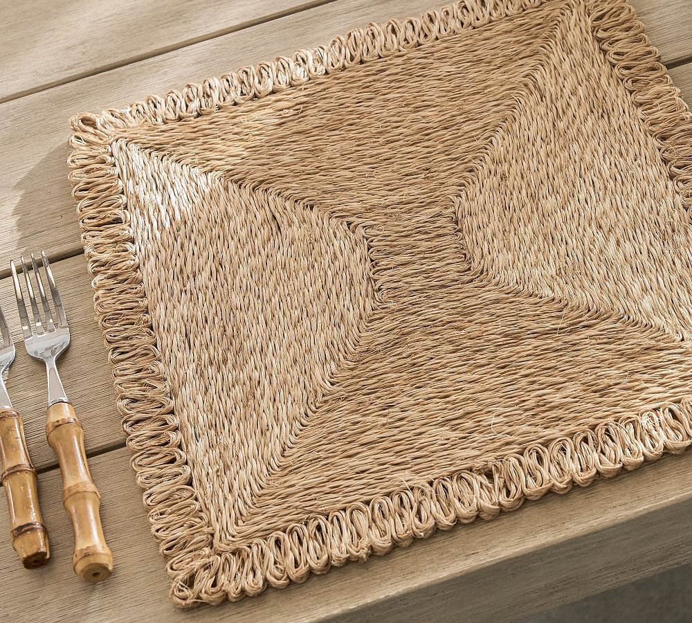 Handcrafted Square Abaca Placemats | Pottery Barn (US)