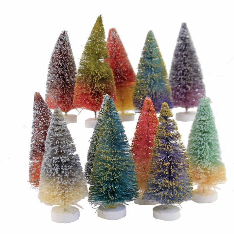 Cody Foster 5.0" Glittered Ombre Bottle Brush Trees Putz  Village Pine Christmas  -  Decorative F... | Target