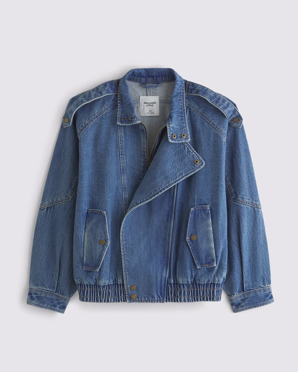 Relaxed Denim Bomber Jacket | Abercrombie & Fitch (US)