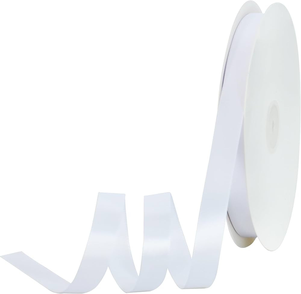 TONIFUL 5/8 Inch x 100yds White Satin Ribbon Thin Solid Frabic Ribbons for Sewing, Craft, Bows Ma... | Amazon (CA)