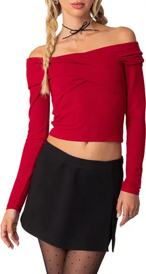 Off the Shoulder Long Sleeve Crop Top | Nordstrom