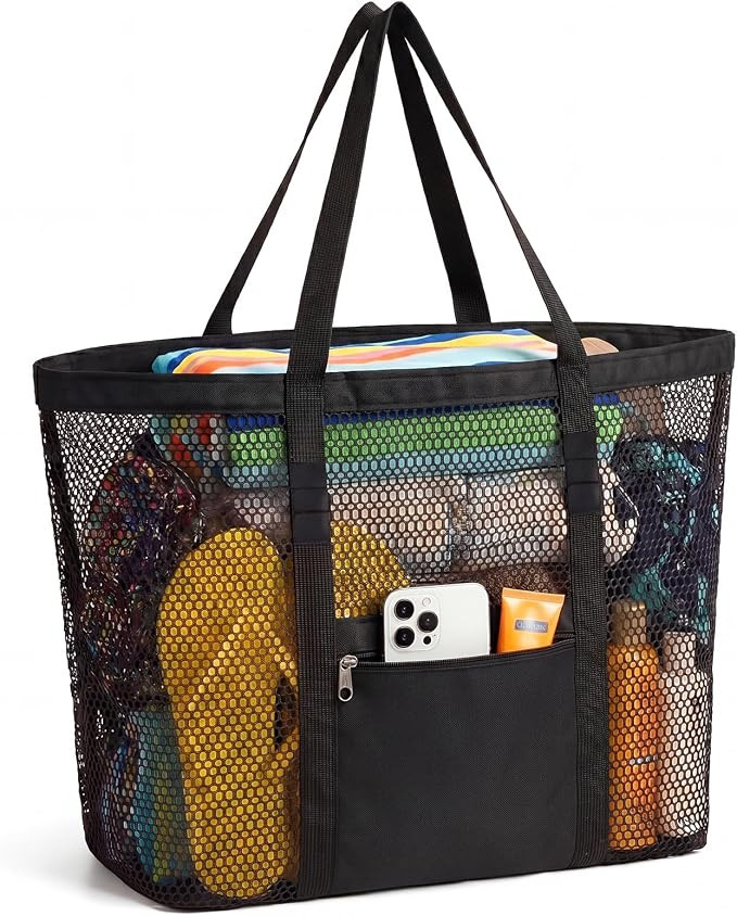 Dntorx Women's Mesh Beach Bag, Stylish Beach Tote for Swimming, Travel & Vacation Essentials, Lig... | Amazon (US)