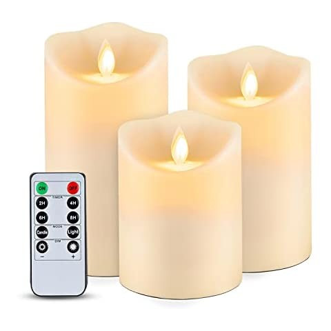 Flickering Flameless Candles with Remote, Real Wax Battery Operated Candles with Timer, Ivory Whi... | Amazon (US)