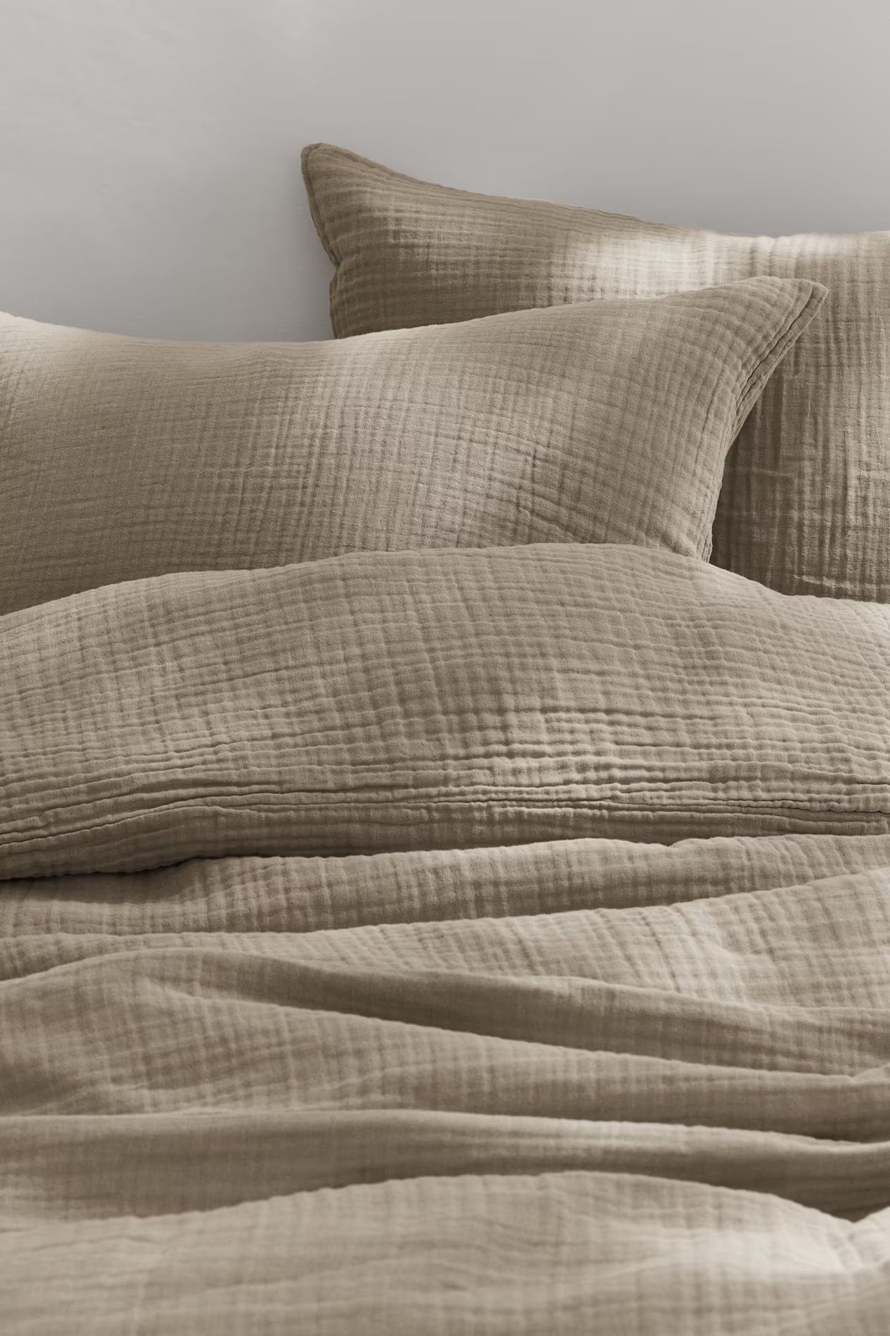 Muslin King/Queen Duvet Cover Set - Light taupe - Home All | H&M US | H&M (US + CA)