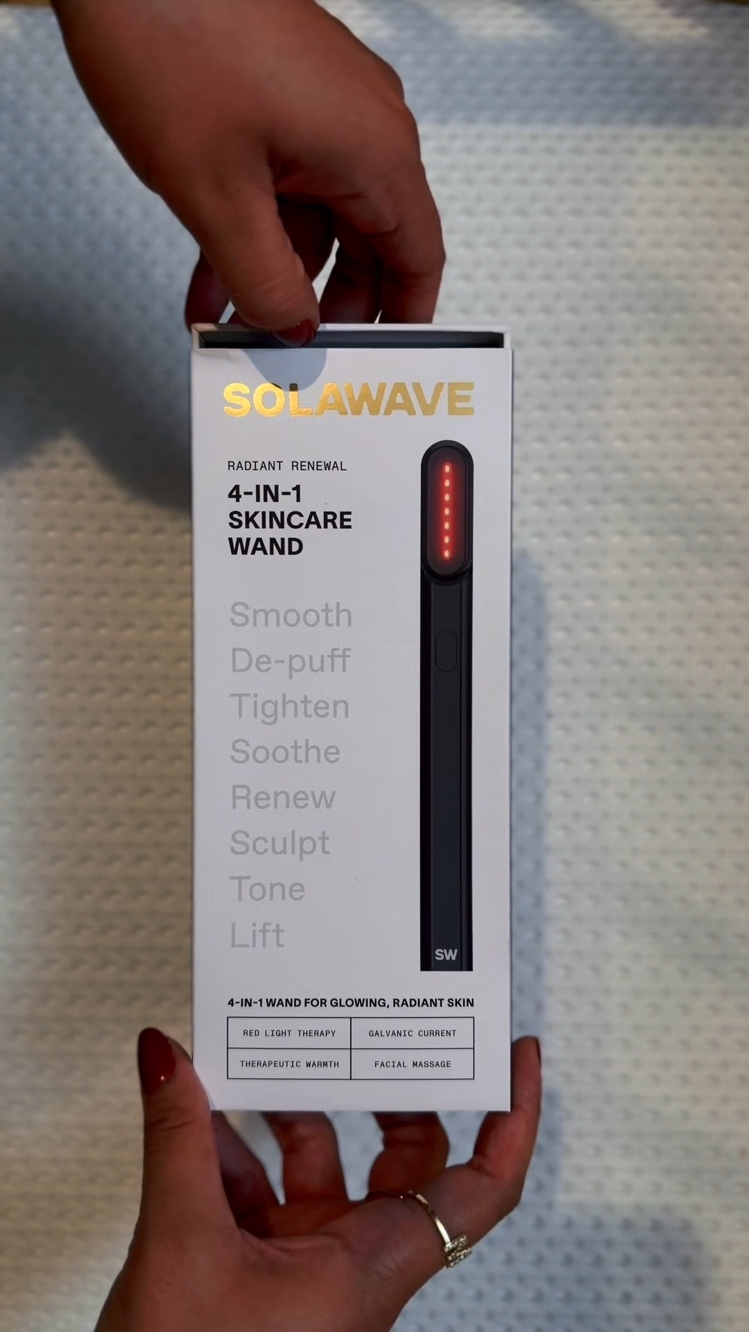 The Solawave 4-in-1 Skincare Wand combines red light therapy, gentle massage, and galvanic current to help smooth, tighten, reduce dark circles and boost radiance. Such an easy step to add to your nightly routine.

#LTKBeauty #LTKGiftGuide #LTKmomlife