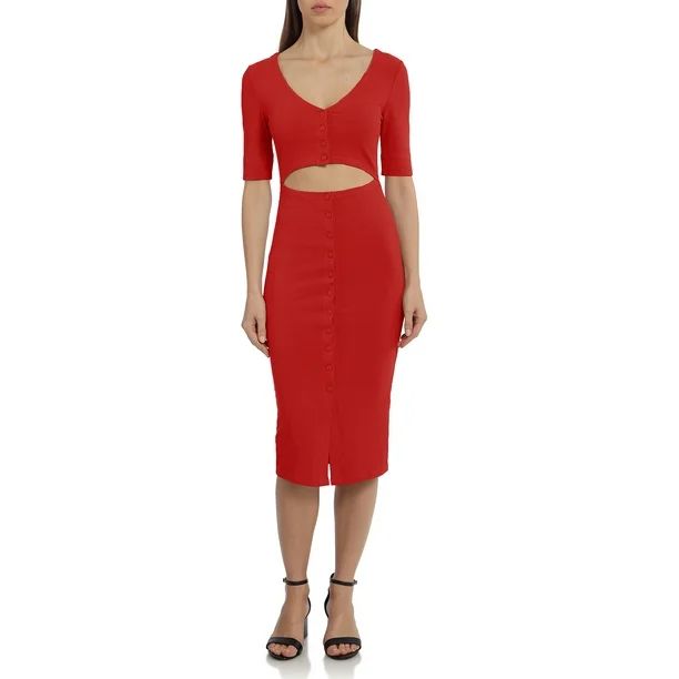 Bagatelle.NYC Women's Juniors Cutout Rib Knit Midi Dress - Walmart.com | Walmart (US)