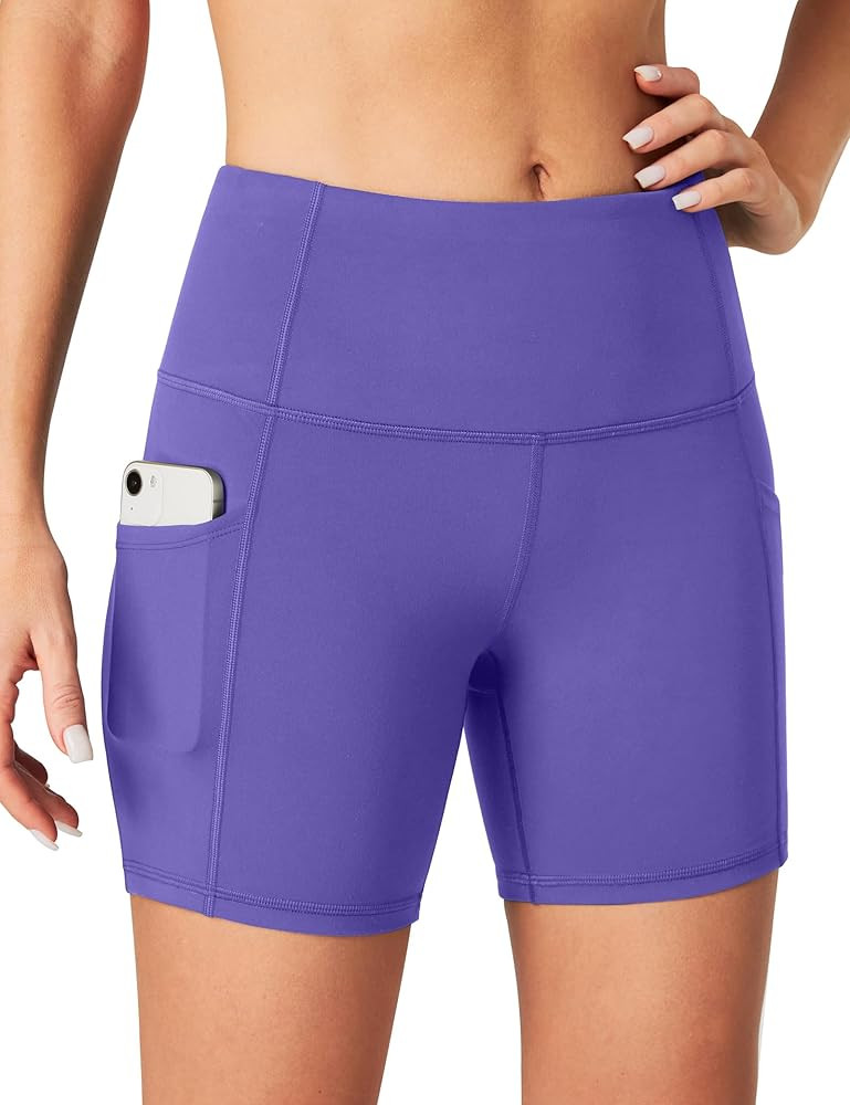 Heathyoga Biker Shorts Women Tummy Control 5" Workout Shorts Women with Pockets High Waisted Span... | Amazon (US)