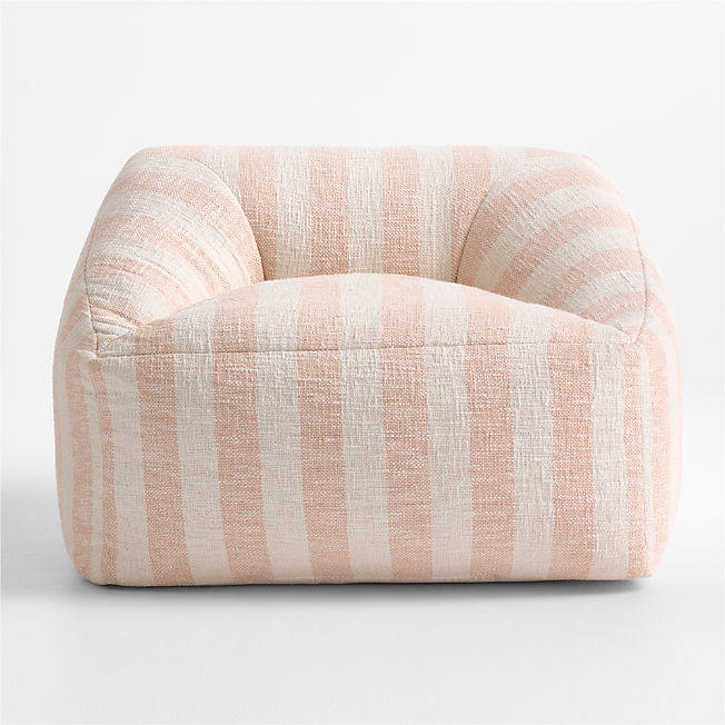 Elegant Pink Striped Organic Cotton Kids Lounge Chair + Reviews | Crate & Kids | Crate & Barrel