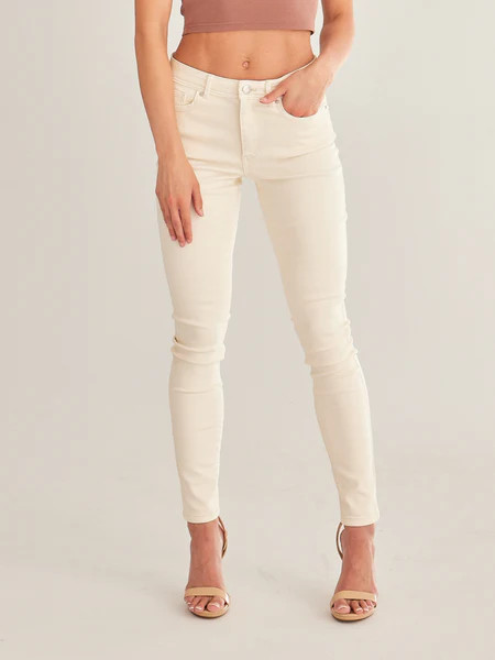 "Ella" High Waisted Stretchy Skinny Jeans 12 / Ecru | Casual Chic Boutique