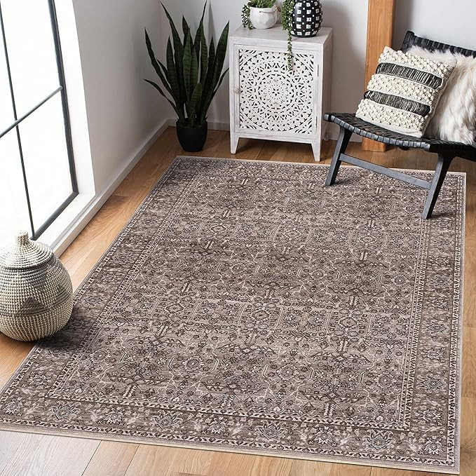 Hauteloom Lugo Living Room, Bedroom Area Rug - Oriental Traditional Bohemian - Brown - 8'10" x 12... | Amazon (US)
