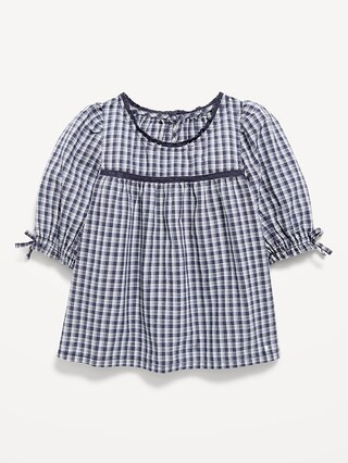 Short-Sleeve Plaid Eyelet-Trim Top for Toddler Girls | Old Navy (US)