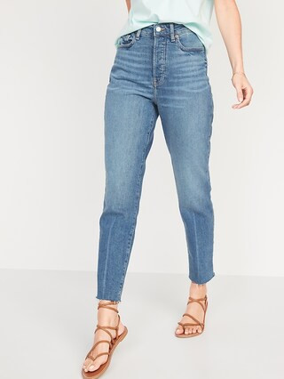 Higher High-Waisted Button-Fly O.G. Straight Cut-Off Jeans for Women | Old Navy (US)